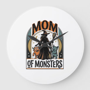Grande Horloge Ronde Chemise de maman Halloween Création de famille de 