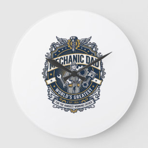 Grande Horloge Ronde Chemise de Mécanicien de la Fête des Pères Papa Dr
