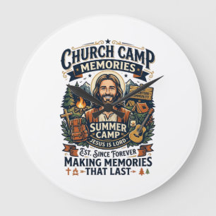 Grande Horloge Ronde Chemise de nostalgie du camp VBS de l'église de Jé