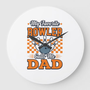 Grande Horloge Ronde Chemise de papa de bowling Mon meilleur quilleur m