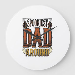 Grande Horloge Ronde Chemise de papa Halloween Père effrayant Gravure v