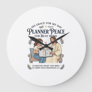 Grande Horloge Ronde Chemise de planificateur de maman à domicile Jésus