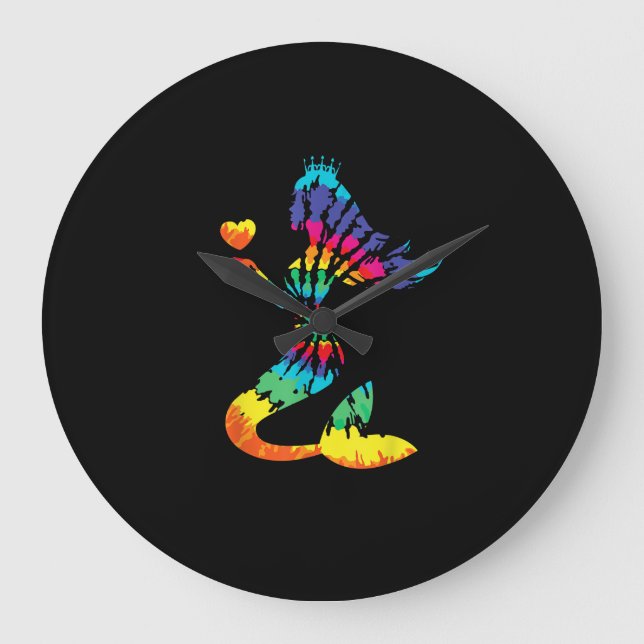 Grande Horloge Ronde Chemise de sirène à Cravate arc-en-ciel dans les a (Recto)