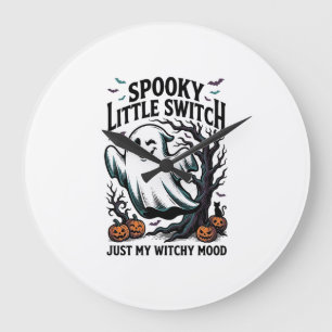 Grande Horloge Ronde Chemise de sorcière d'Halloween Design d'humour de