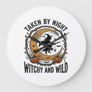 Grande Horloge Ronde Chemise de sorcière vintage prise modèle Halloween