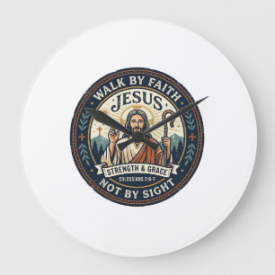 Grande Horloge Ronde Chemise de tendance de café Jésus Matcha Graphique