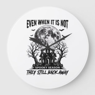 Grande Horloge Ronde Chemise drôle d'Halloween Saison Squelette Fuir Co
