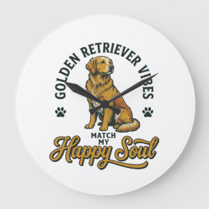 Grande Horloge Ronde Chemise Golden Retriever Gravure Vintage Amoureux