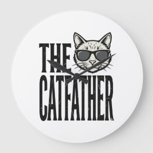 Grande Horloge Ronde Chemise graphique de citation de chat vintage Funn