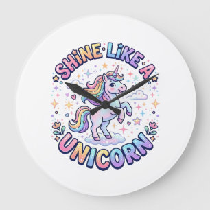 Grande Horloge Ronde Chemise graphique Licorne Brille Comme une Licorne