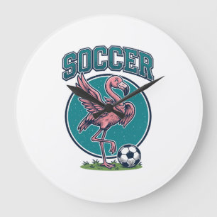 Grande Horloge Ronde Chemise Graphique Vintage Joueur de Football Flami