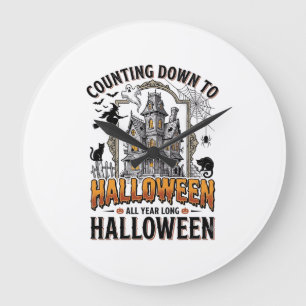 Grande Horloge Ronde Chemise Halloween Prête Vintage Maison Hantée Auto