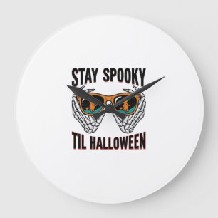 Grande Horloge Ronde Chemise Halloween squelette avec lunettes de sorci
