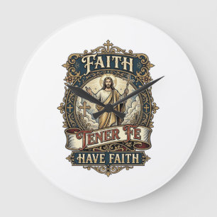 Grande Horloge Ronde Chemise Jésus Familles Bilingues Multiculturelles