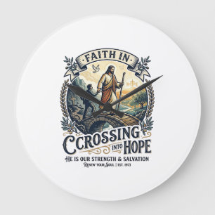 Grande Horloge Ronde Chemise Jésus Immigration Nouveau Départ Courage C