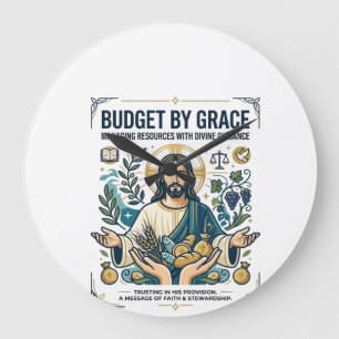 Grande Horloge Ronde Chemise Jésus Paix Financière Voyage Sans Dette Ch