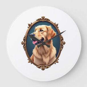 Grande Horloge Ronde Chemise ovale cameo Retriever doré patriotique 2