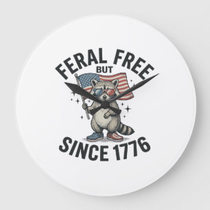 Grande Horloge Ronde Chemise Patriotique Raton Laveur Sauvage Mais Libr