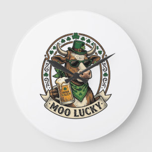 Grande Horloge Ronde Chemise vache irlandaise St Patrick vintage design