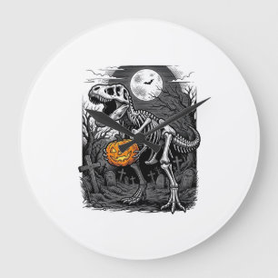Grande Horloge Ronde Chemise Vintage Citrouille Squelette Dinosaure Hal
