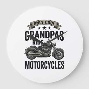 Grande Horloge Ronde Chemises de grand-pères cool qui pilotent des moto
