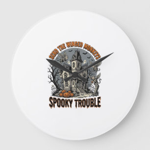 Grande Horloge Ronde Chemises de Halloween fantomatiques à singes ailés