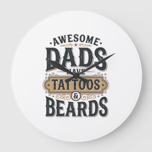 Grande Horloge Ronde Chemises Vintage pour Papas Géniaux avec Tatouages