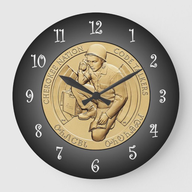 Grande Horloge Ronde Cherokee Nation Code Talkers Médaille de bronze ~ (Recto)