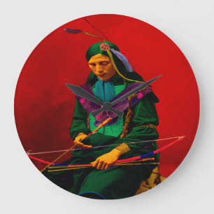 Grande Horloge Ronde Cherokee Native American Pop Art