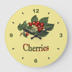 Grande Horloge Ronde Cherries Botanical Clock Kitchen