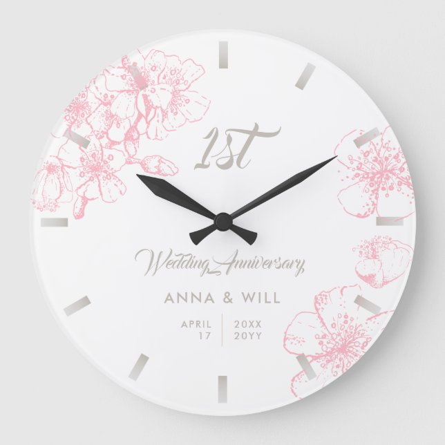 Grande Horloge Ronde Cherry Blossom Croquis Mariage moderne Anniversair (Recto)