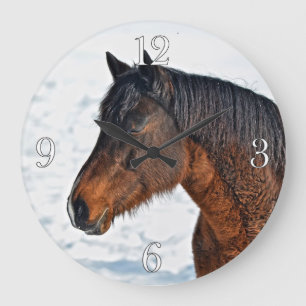 Grande Horloge Ronde Cheval d'hiver de la Baie "Année du Cheval" Photo 