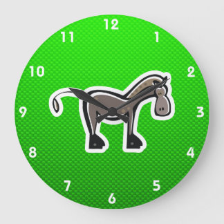 Grande Horloge Ronde Cheval mignon ; Vert