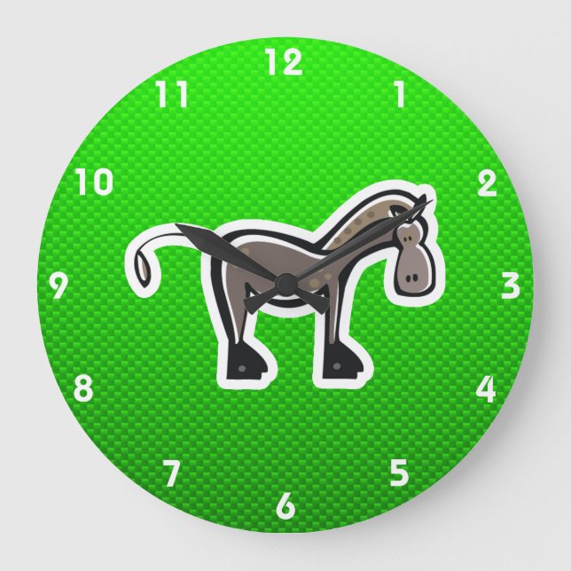 Grande Horloge Ronde Cheval mignon ; Vert (Recto)