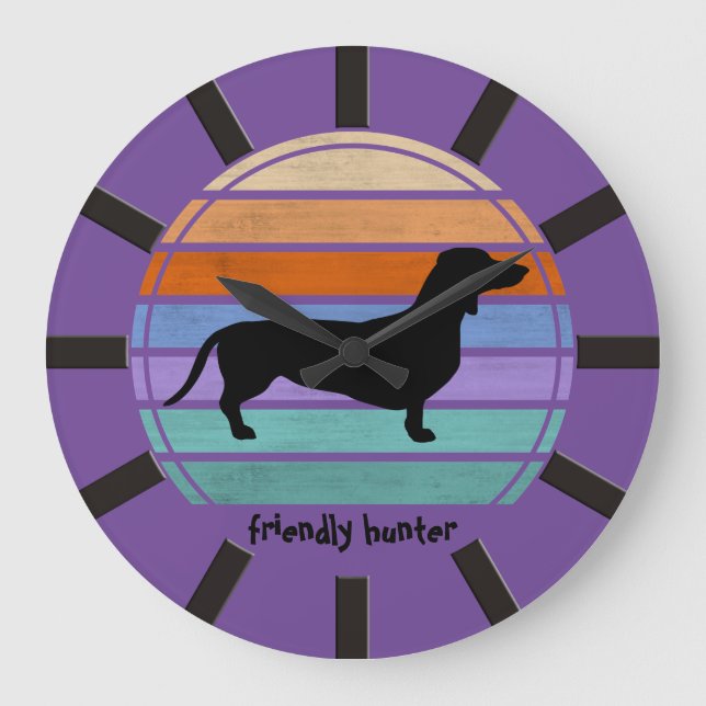 Grande Horloge Ronde Cheveux courts Dachshund - Silhouette 1 (Recto)