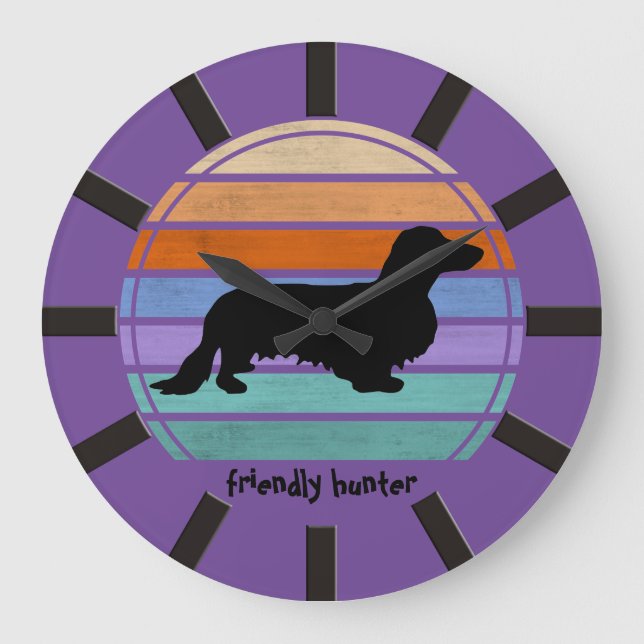 Grande Horloge Ronde Cheveux longs Dachshund - Silhouette 1 (Recto)