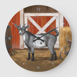 Grande Horloge Ronde Chèvre tachetée gris mou