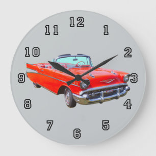Grande Horloge Ronde Chevrolet Bel Air Convertible Antique Car 1957