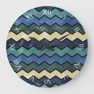 Grande Horloge Ronde Chevron bleu de Manly