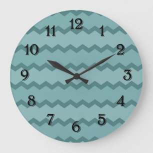 Grande Horloge Ronde Chevron turquoise terreux