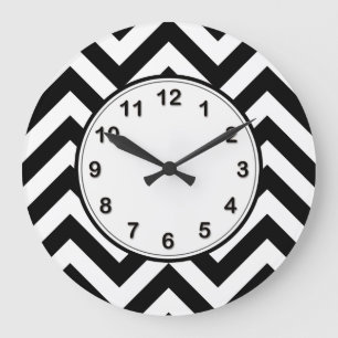 Grande Horloge Ronde Chevron Zig Zag