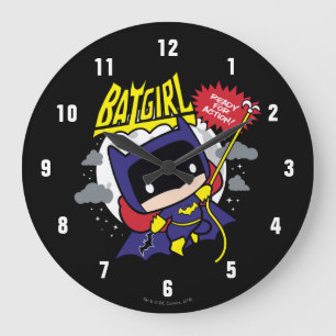 Grande Horloge Ronde Chibi Batgirl prête à l'action