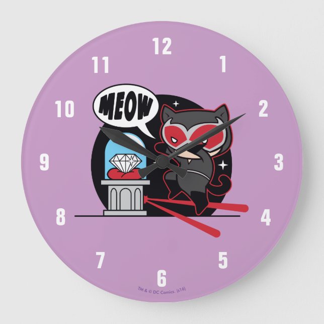 Grande Horloge Ronde Chibi Catwoman vole un diamant (Recto)