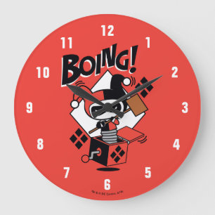 Grande Horloge Ronde Chibi Harley-Quinn-In-A-Box Avec Marteau