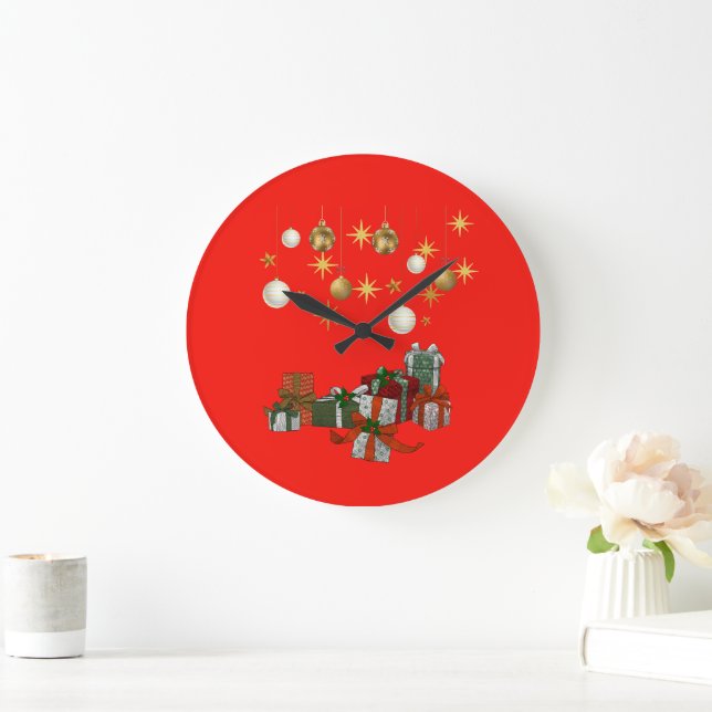 Grande Horloge Ronde Chic Christmas (Maison)