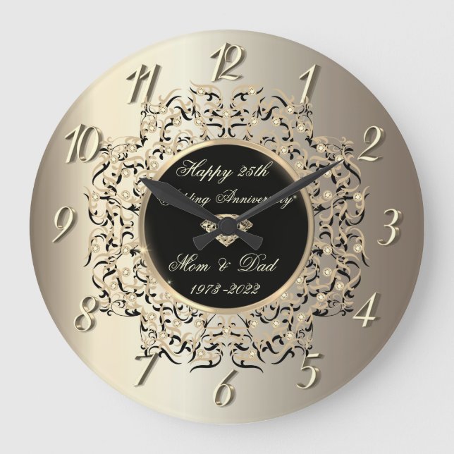 Grande Horloge Ronde Chic Elegant Champagne 50 Wedding Anniversary (Recto)