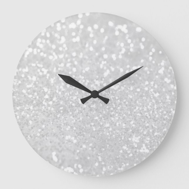 Grande Horloge Ronde chic glamour Parties scintillant White Faux (Recto)