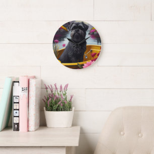 Grande Horloge Ronde Chien Affenpinscher sur une pagaie : Une aventure