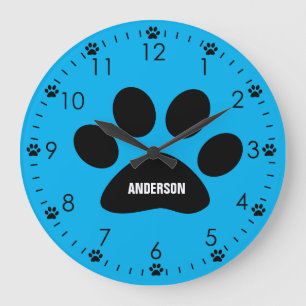 Grande Horloge Ronde Chien bleu personnalisé
