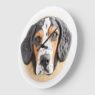 Grande Horloge Ronde Chien Bluetick Coonhound Inspiré 3D